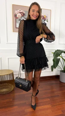 Tiulowa sukienka Gimmi czarna