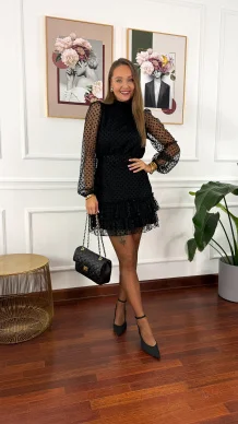 Tiulowa sukienka Gimmi czarna