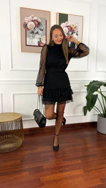 Tiulowa sukienka Gimmi czarna