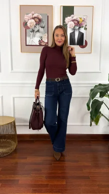 Bawełniana bluzka Brisa burgundowa