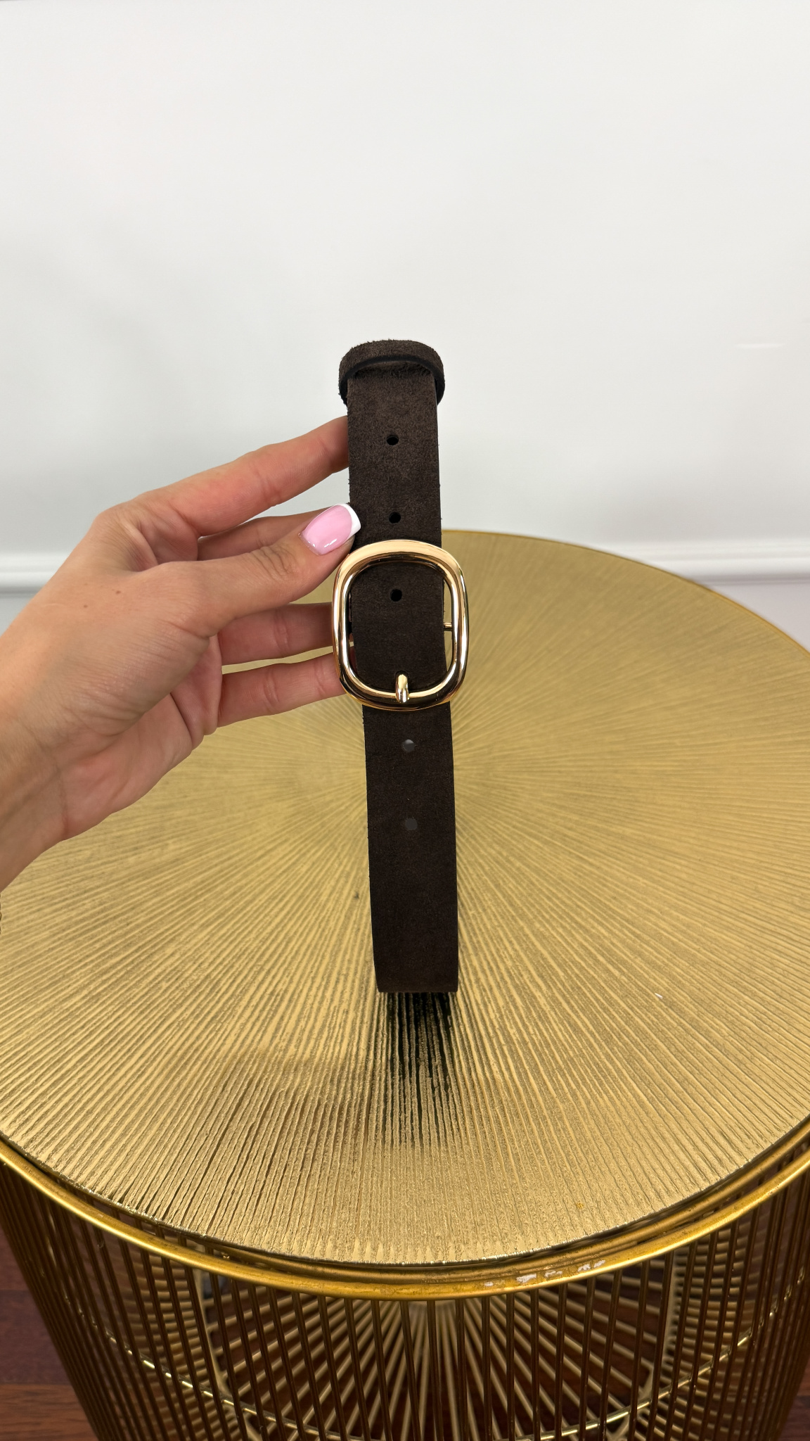 Zamszowy pasek Evio czekoladowy