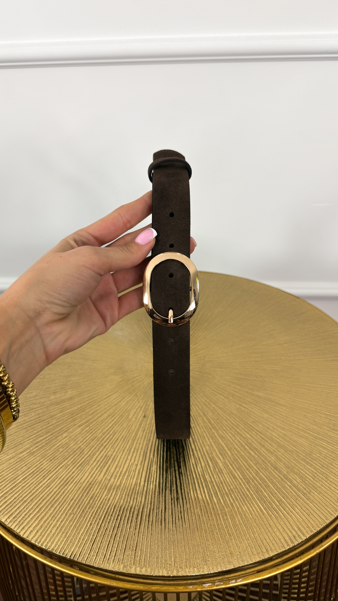 Zamszowy pasek Evio czekoladowy