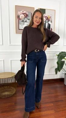 Sweter z wełną Lumio czekoladowy