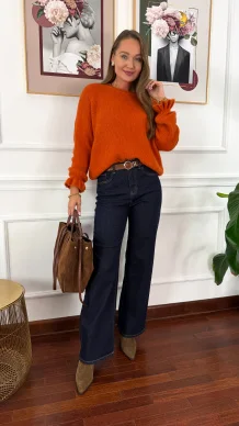 Sweter z wełną Lumio ceglasty