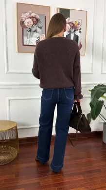 Sweter z wełną Lumio czekoladowy