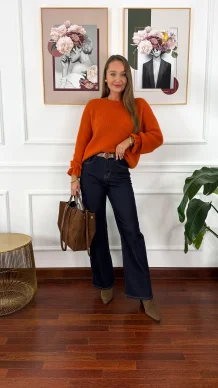 Sweter z wełną Lumio ceglasty