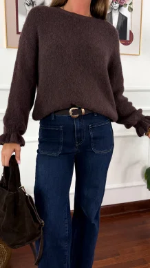 Sweter z wełną Lumio czekoladowy