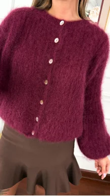 Moherowy kardigan Armina burgundowy