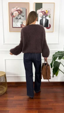 Moherowy kardigan Armina czekoladowy