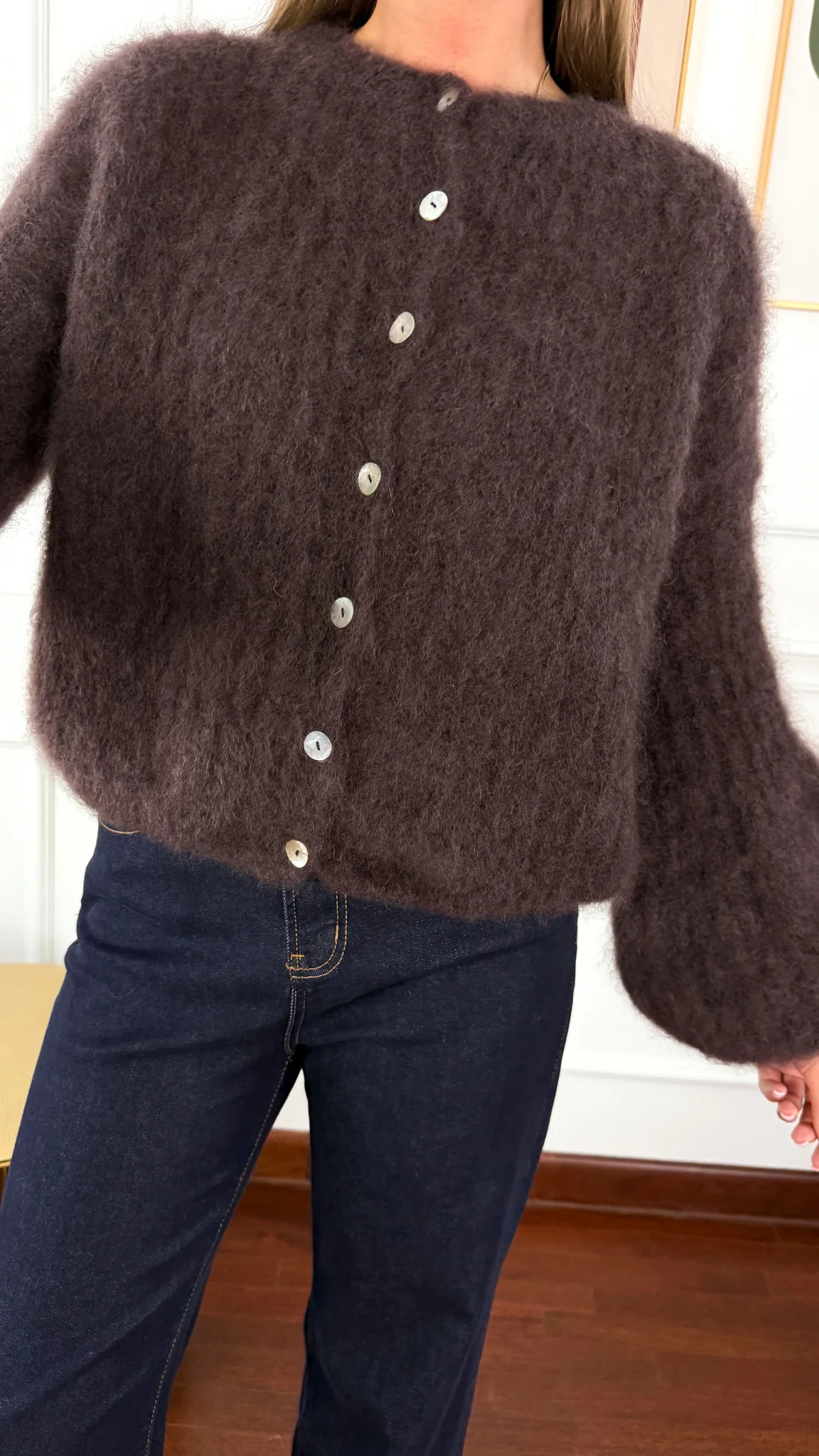 Moherowy kardigan Armina czekoladowy