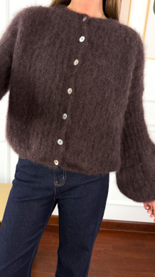 Moherowy kardigan Armina czekoladowy