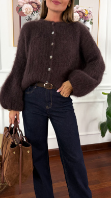 Moherowy kardigan Armina czekoladowy