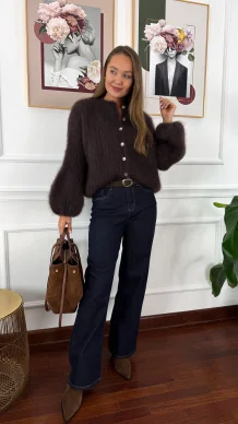 Moherowy kardigan Armina czekoladowy