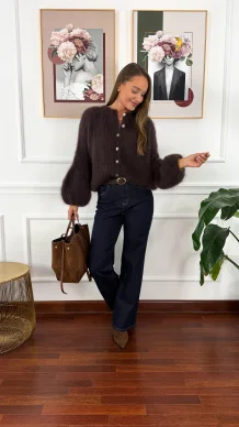 Moherowy kardigan Armina czekoladowy