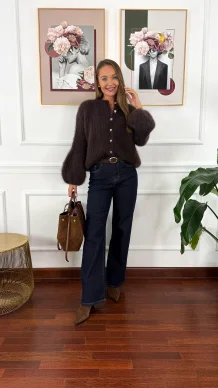 Moherowy kardigan Armina czekoladowy