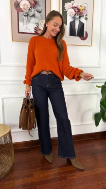 Spodnie wide-leg Tecla ciemny denim