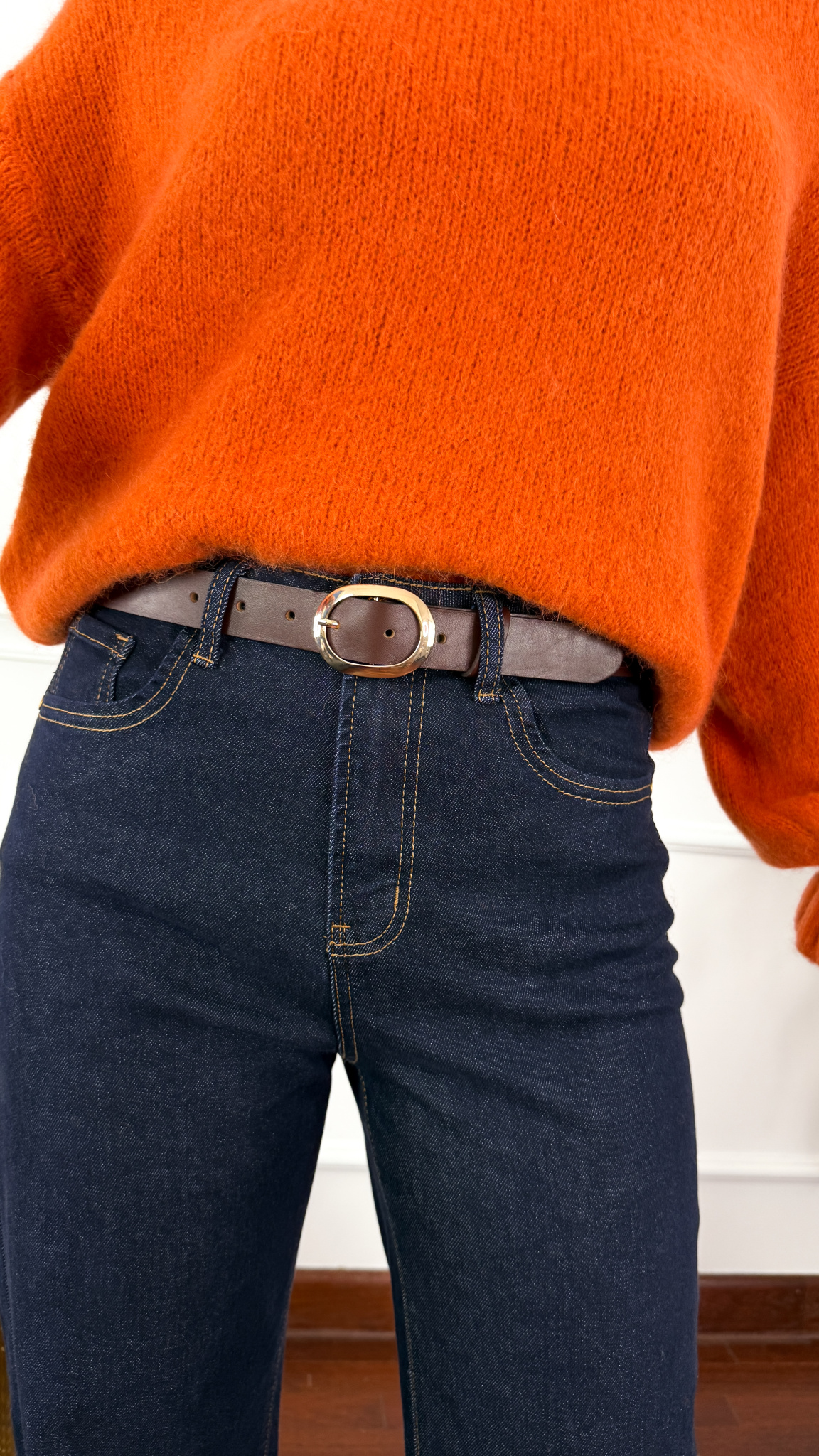 Skórzany pasek Zeni brązowy