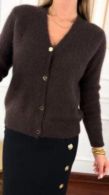 Wełniany kardigan Flavia czekoladowy