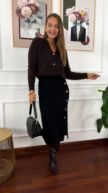 Wełniany kardigan Flavia czekoladowy