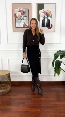 Wełniany kardigan Flavia czekoladowy