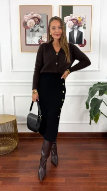 Wełniany kardigan Flavia czekoladowy