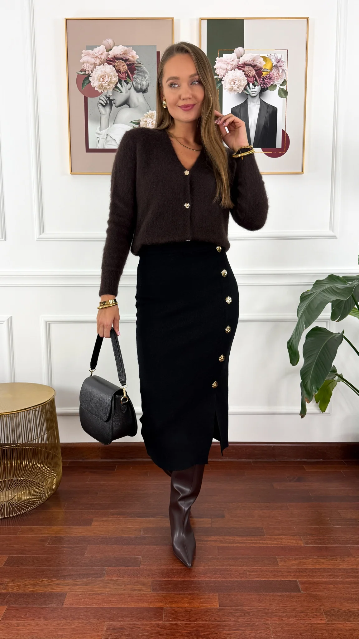 Wełniany kardigan Flavia czekoladowy