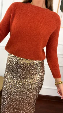 Alpakowo-wełniany sweter Nuria ceglasty