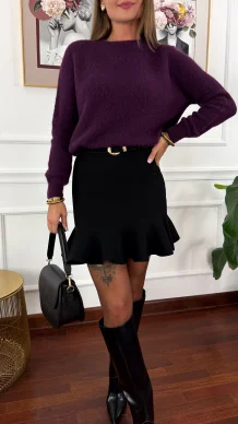 Alpakowo-wełniany sweter Nuria śliwkowy