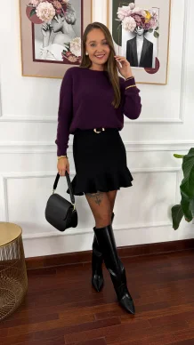 Alpakowo-wełniany sweter Nuria śliwkowy