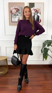 Alpakowo-wełniany sweter Nuria śliwkowy