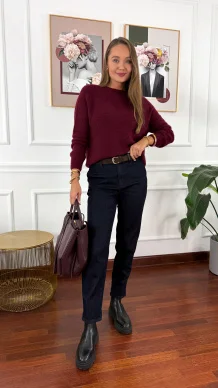 Alpakowo-wełniany sweter Nuria burgundowy