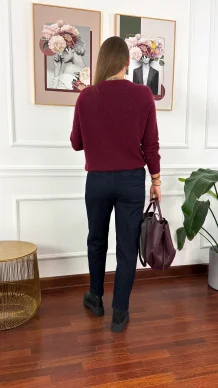 Alpakowo-wełniany sweter Nuria burgundowy