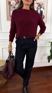 Alpakowo-wełniany sweter Nuria burgundowy