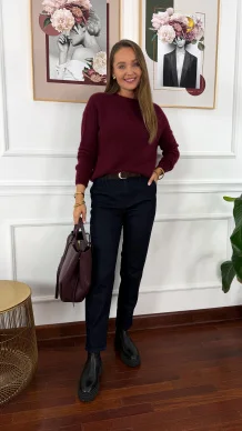 Alpakowo-wełniany sweter Nuria burgundowy