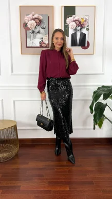 Wiskozowa koszula Zanna burgundowa