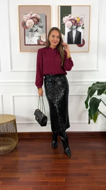 Wiskozowa koszula Zanna burgundowa