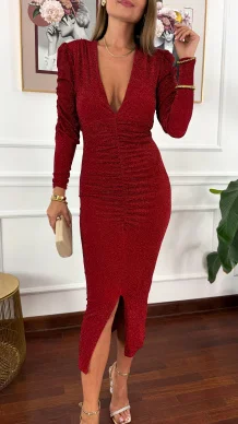 Wiskozowa sukienka Marissa czerwona