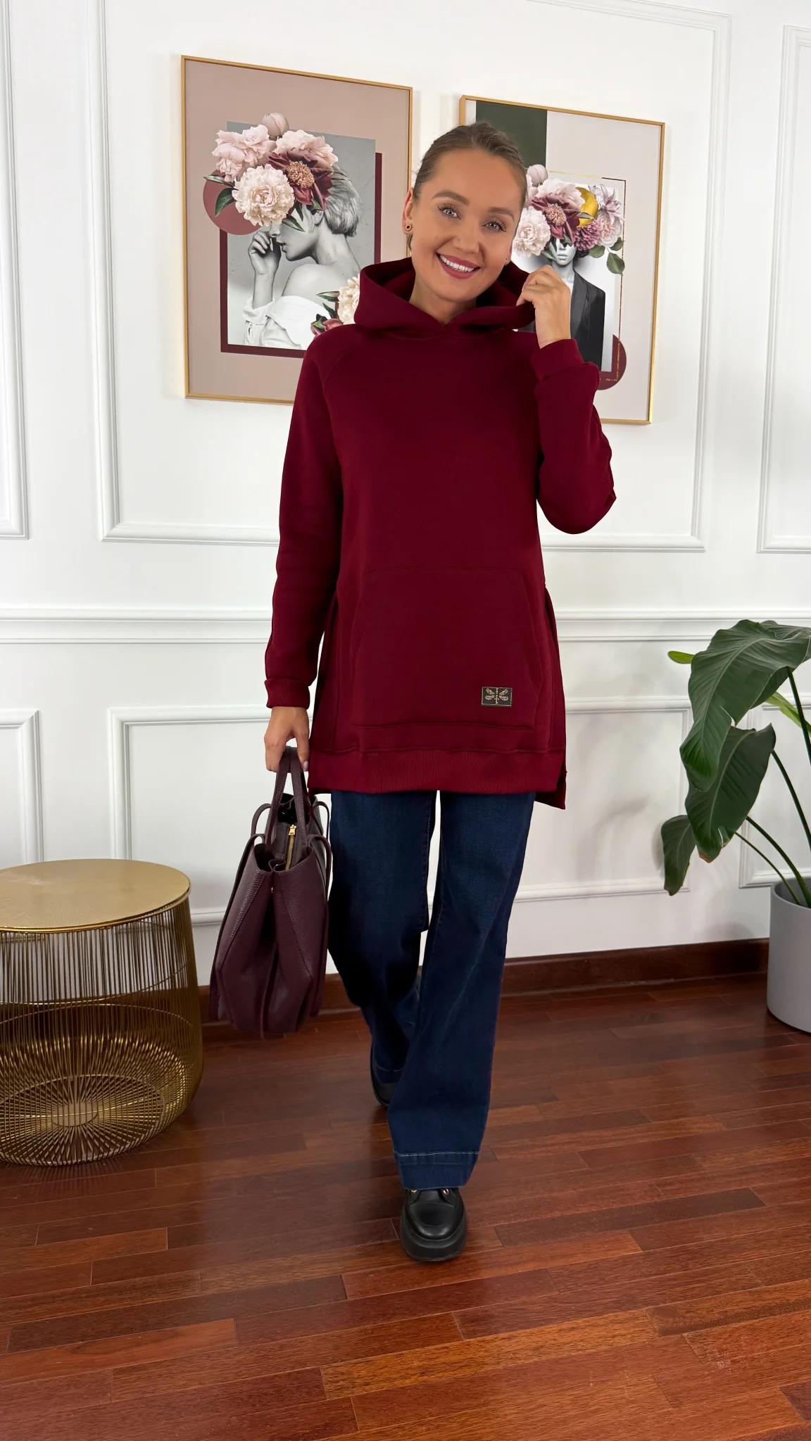 Bawełniana bluza Isadora burgundowa