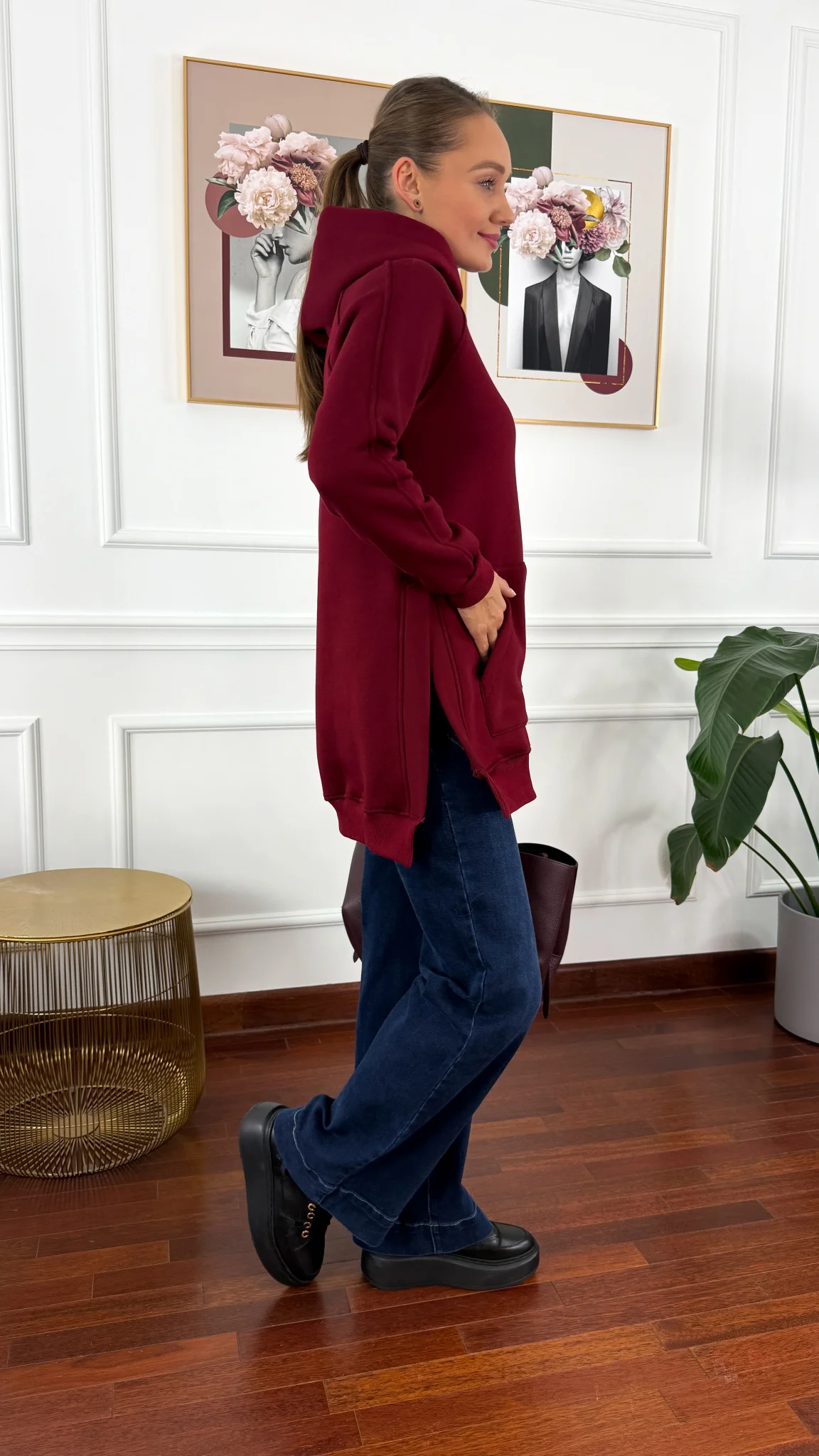 Bawełniana bluza Isadora burgundowa