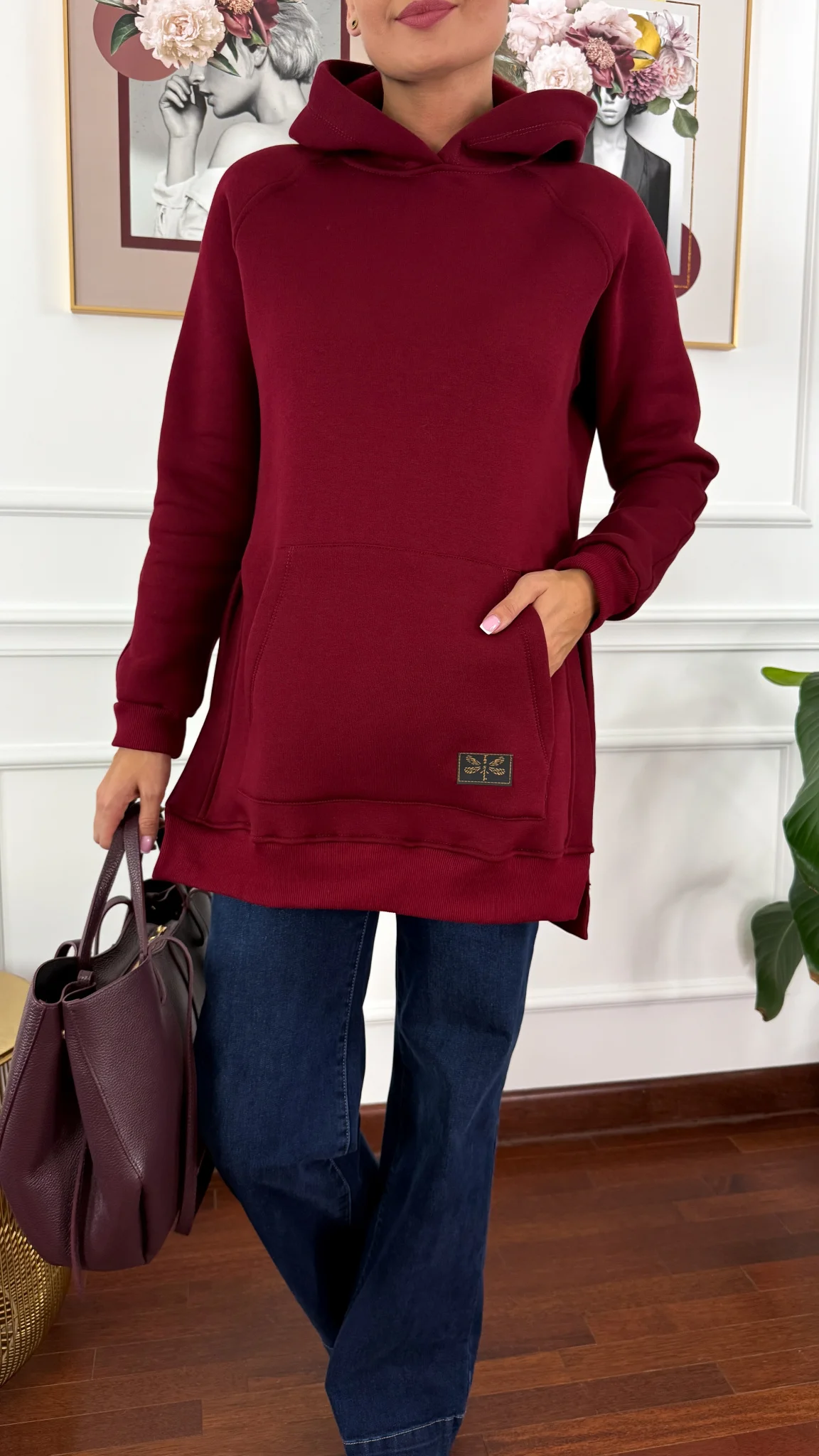 Bawełniana bluza Isadora burgundowa