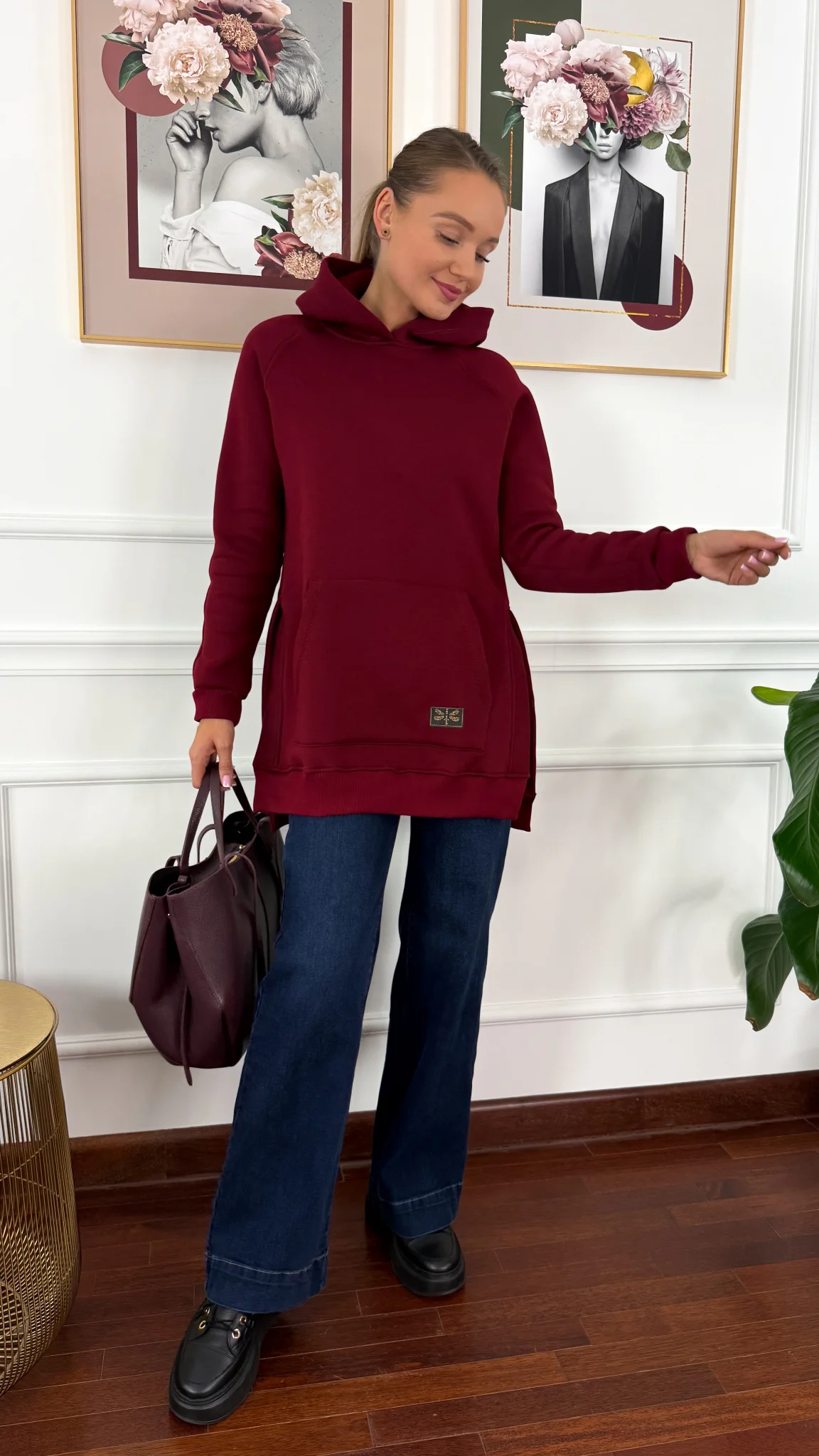 Bawełniana bluza Isadora burgundowa