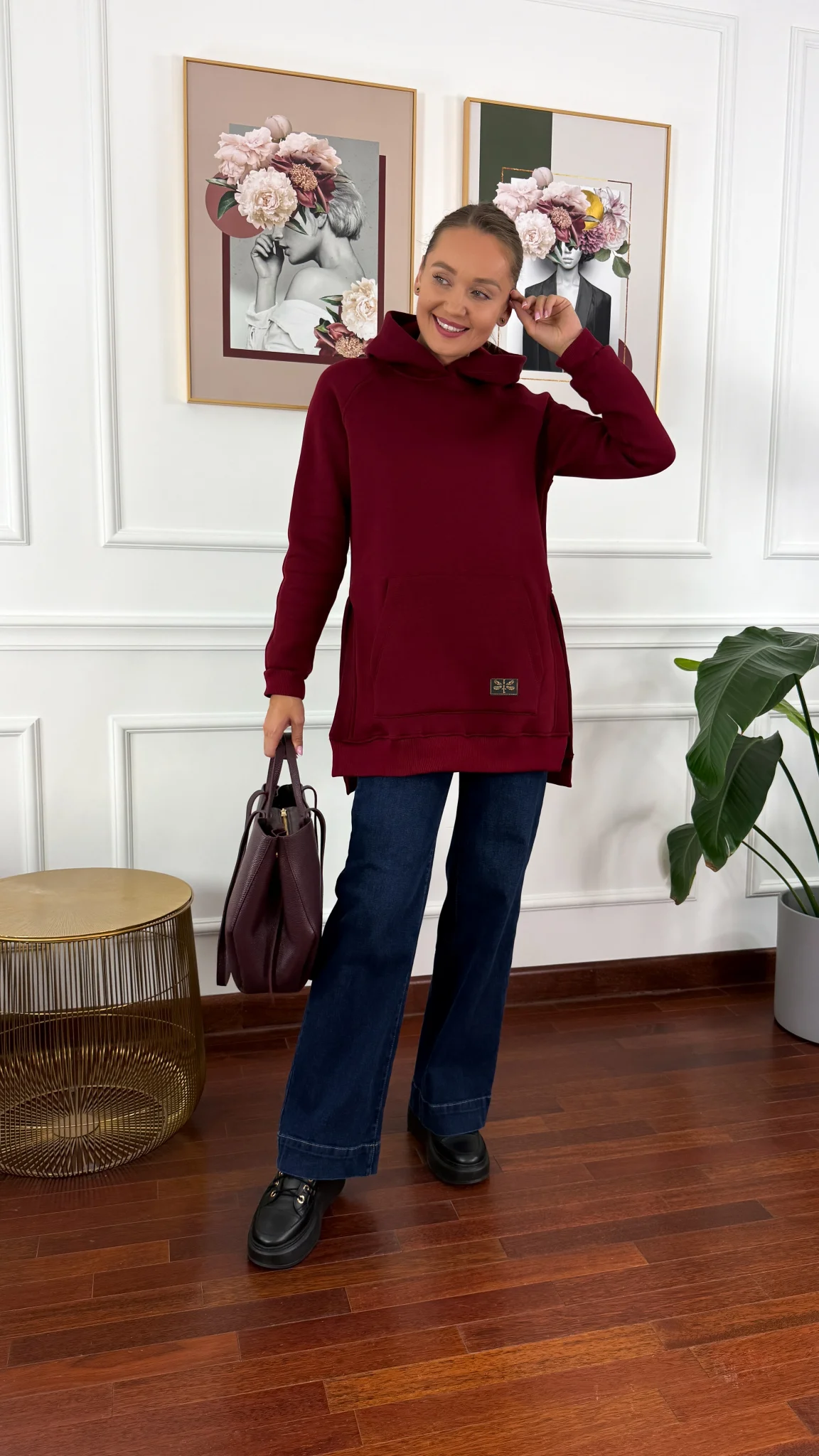 Bawełniana bluza Isadora burgundowa