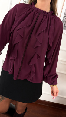 Wiskozowa koszula Flora burgundowa