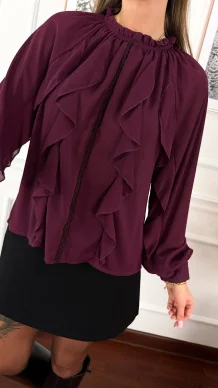 Wiskozowa koszula Flora burgundowa