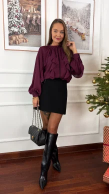 Wiskozowa koszula Flora burgundowa