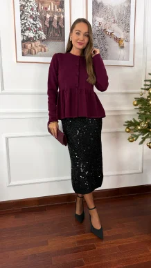 Kardigan z baskinką Noelle burgundowy