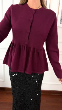 Kardigan z baskinką Noelle burgundowy