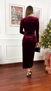 Welurowa sukienka Georgia burgudnowa