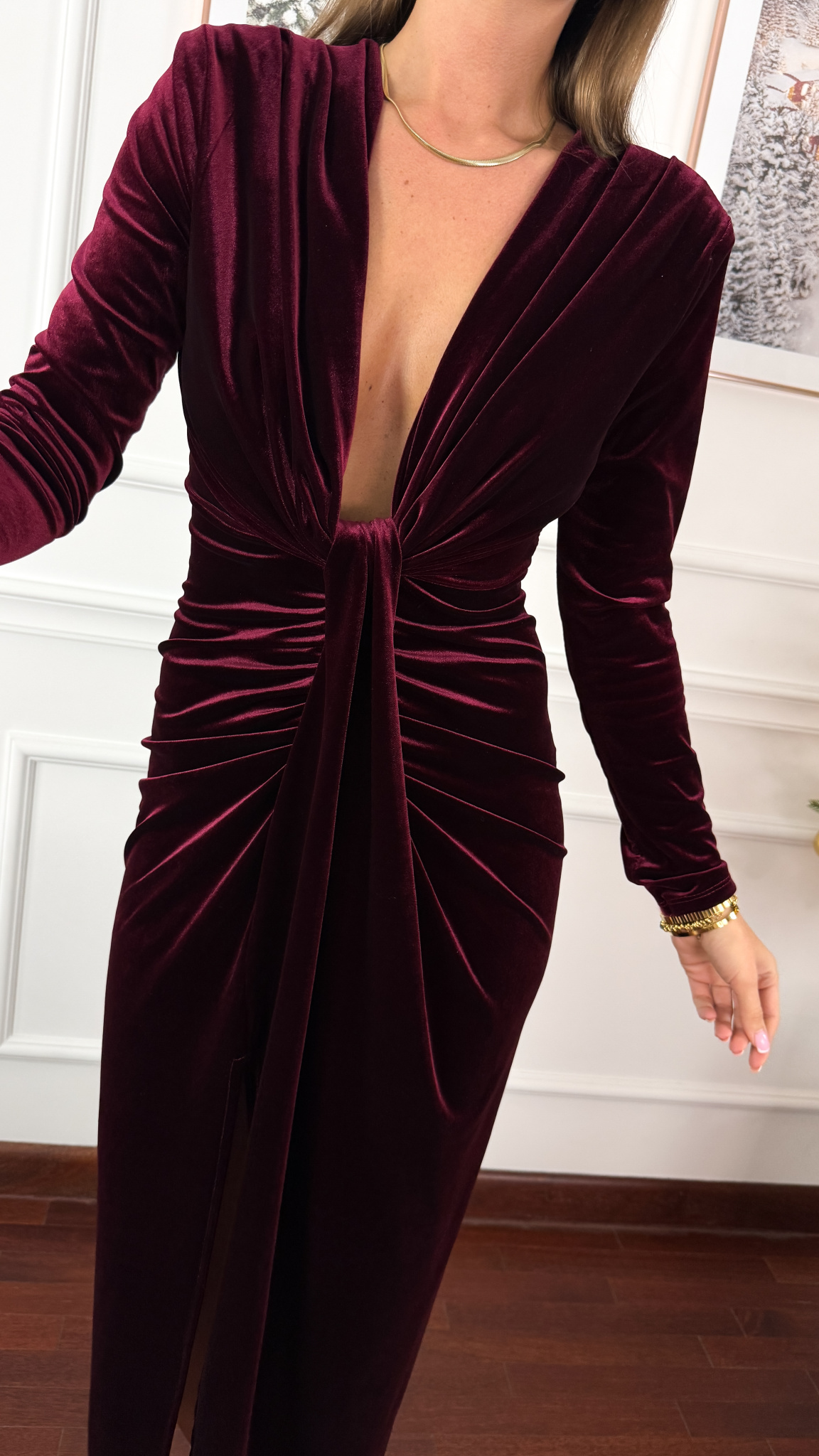 Welurowa sukienka Georgia burgudnowa