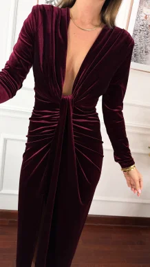 Welurowa sukienka Georgia burgudnowa